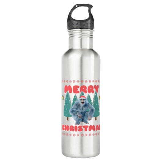 Funny Yeti - Frohe Weihnachten Edelstahlflasche (Vorderseite)