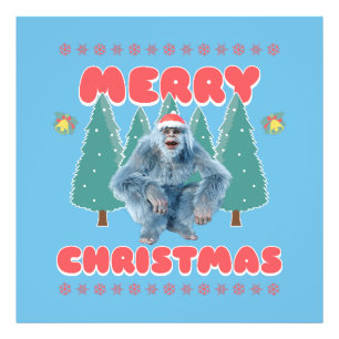 Funny Yeti - Frohe Weihnachten Fotodruck