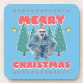 Funny Yeti - Frohe Weihnachten Getränkeuntersetzer (Vorderseite)