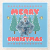 Funny Yeti - Frohe Weihnachten Glasuntersetzer (Vorderseite)