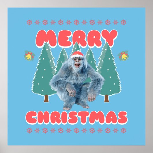Funny Yeti - Frohe Weihnachten Poster (Vorne)