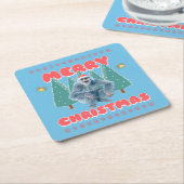Funny Yeti - Frohe Weihnachten Rechteckiger Pappuntersetzer (angewinkelt)