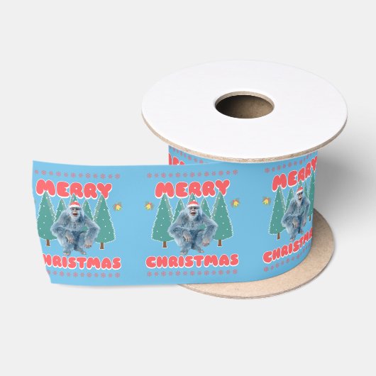Funny Yeti - Frohe Weihnachten Satinband (Spule)