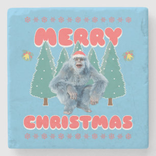 Funny Yeti - Frohe Weihnachten Steinuntersetzer