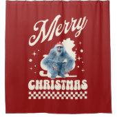Funny Yeti - Merry Christmas Duschvorhang (Vorderseite)
