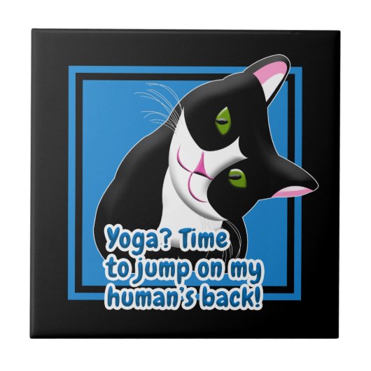 Funny Yoga Cat Fliese (Vorderseite)
