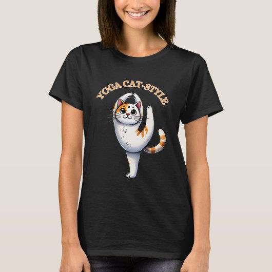 Funny Yoga Cat Style T-Shirt (Vorderseite)