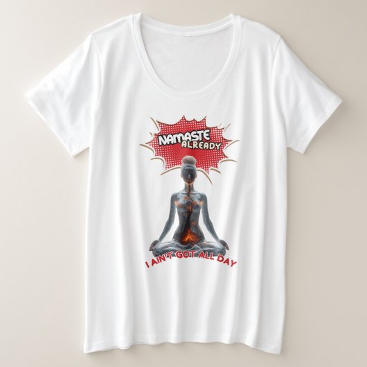 Funny Yoga Comic Pop Große Größe T-Shirt (Design vorne)