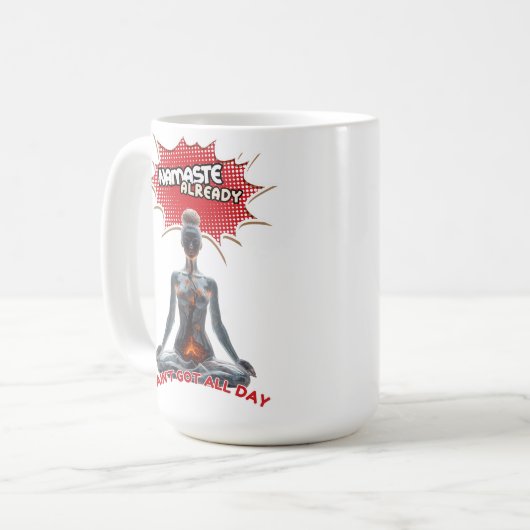 Funny Yoga Comic Pop Kaffeetasse (Vorderseite Links)