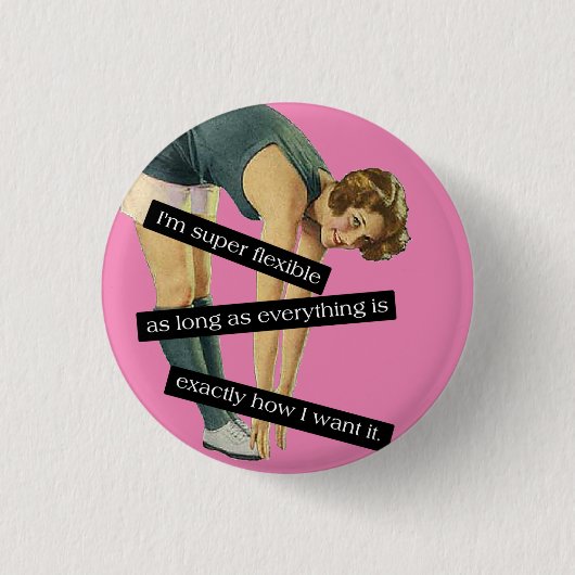 Funny Yoga Flexibler Vintager Stil Button (Vorderseite)