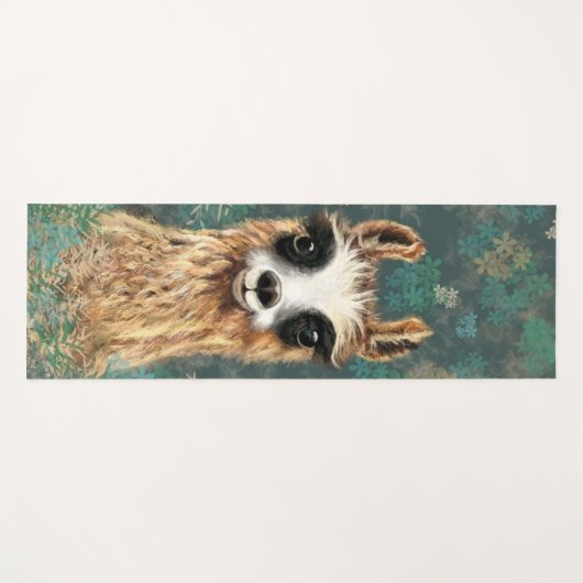 Funny Yoga Mat mit Neugierigem Baby Llama Yogamatte (Vorderseite (Horizontal))