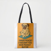 Funny Yoga Mops Tote Bag Tasche (Vorderseite)