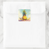 Funny Yoga Pineape Quadratischer Aufkleber (Tasche)