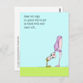 Funny Yoga Spaß Pose Postkarte - muss zurück sehen (Vorne/Hinten)