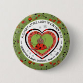 Funny Yoga Stretch Ladybug Heart Baby Shower  Button (Vorderseite)