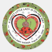 Funny Yoga Stretch Ladybug Heart Baby Shower  Runder Aufkleber (Vorderseite)