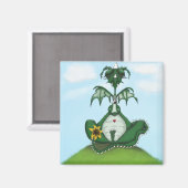Funny Yogi Dragon Painting Magnet (Vorderseite/Rückseite)