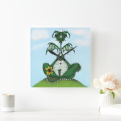 Funny Yogi Dragon Painting Quadratische Wanduhr (Zuhause)