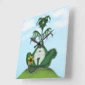 Funny Yogi Dragon Painting Quadratische Wanduhr (Winkel)