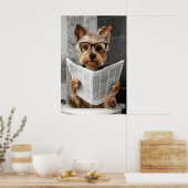 Funny Yorkie Bathroom Print, Reading Newspaper Poster (Küche)