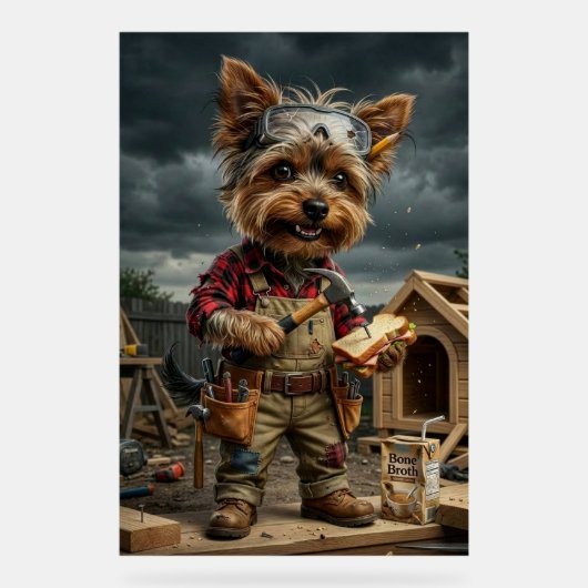 Funny Yorkie Construction Worker Poster – Playful  (Vorderseite)