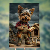 Funny Yorkie Construction Worker Poster – Playful  (Neutral)