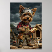 Funny Yorkie Construction Worker Poster – Playful  (Vorne)