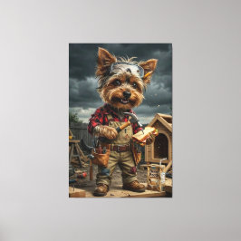 Funny Yorkie Construction Worker Poster – Playful  Leinwanddruck