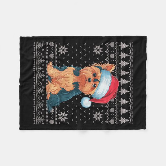 Funny Yorkie Dog Ugly Weihnachtssüßer Weihnachtsfe Fleecedecke (Vorderseite (Horizontal))