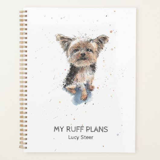 Funny Yorkshire Terrier Aquarell personalisiert Planer (Vorderseite)