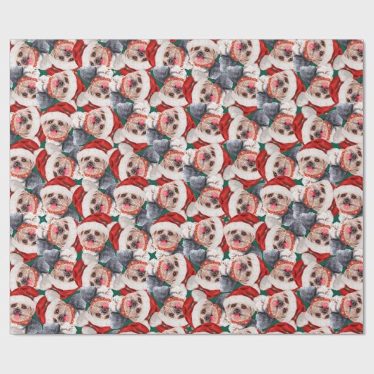 Funny Yorkshire Terrier Christmas Pattern Geschenkpapier (Flach)