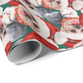 Funny Yorkshire Terrier Christmas Pattern Geschenkpapier (Rolleneckpunkt)