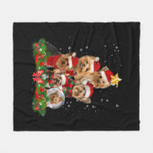 Funny Yorkshire Terrier Dog Christmas Tree Fleecedecke (Vorderseite (Horizontal))