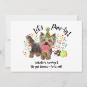 Funny Yorkshire Terrier Dog Donuts Birthday Party Einladung (Vorderseite)
