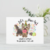 Funny Yorkshire Terrier Dog Donuts Birthday Party Einladung (Stehend Vorderseite)