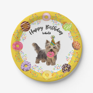 Funny Yorkshire Terrier Dog Donuts Geburtstagspart Pappteller