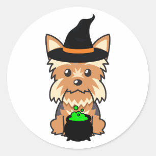 Funny Yorkshire Terrier Hund ist eine Hexe Runder Aufkleber