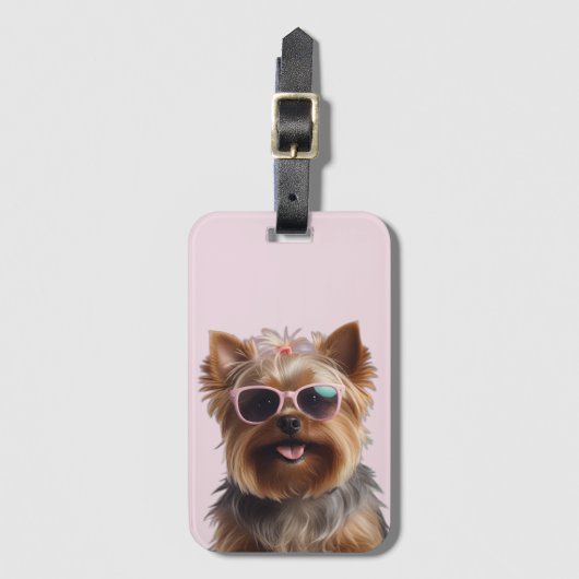 Funny Yorkshire Terrier mit Sonnenbrille Gepäckanhänger (Vorderseite Vertikal)