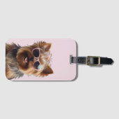 Funny Yorkshire Terrier mit Sonnenbrille Gepäckanhänger (Vorderseite (Horizontal))