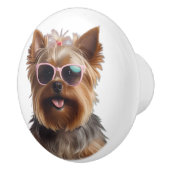 Funny Yorkshire Terrier mit Sonnenbrille Keramikknauf (Rechts)
