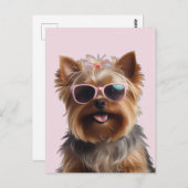 Funny Yorkshire Terrier mit Sonnenbrille Postkarte (Vorne/Hinten)