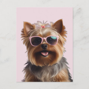 Funny Yorkshire Terrier mit Sonnenbrille Postkarte