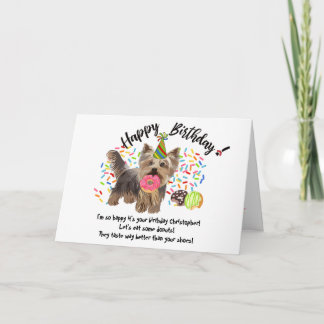 Funny Yorkshire Terrier Pet Dog Birthday Card Einladung