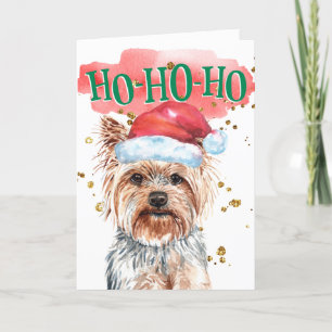 Funny Yorkshire Terrier Weihnachtsmannmütze Yappy  Feiertagskarte