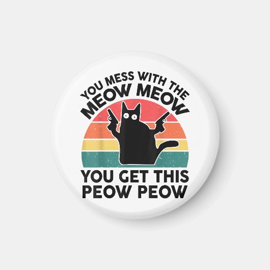 Funny you chess with Meow-Shirt Black Cat with Gun Magnet (Vorne)