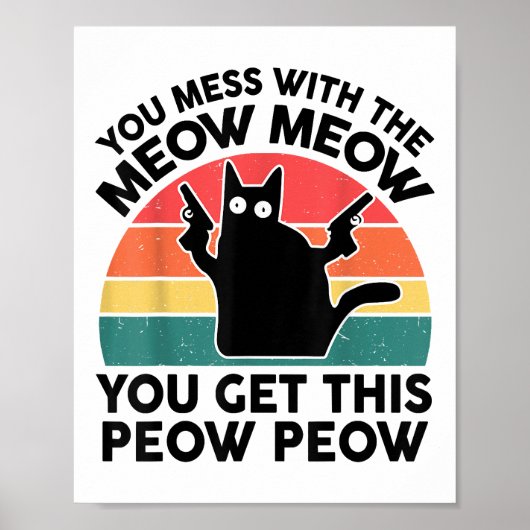 Funny you chess with Meow-Shirt Black Cat with Gun Poster (Vorne)