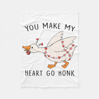 Funny You Make My Heart Go Honk Goose Heart Valent Fleecedecke