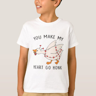 Funny You Make My Heart Go Honk Goose Heart Valent T-Shirt