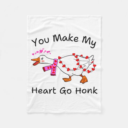 Funny You Make My Heart Go Honk Silly Goose Valent Fleecedecke (Vorderseite)