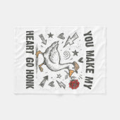 Funny You Make My Heart Go Honk Silly Goose Valent Fleecedecke (Vorderseite (Horizontal))